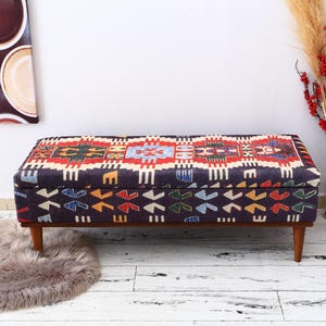 Entryway Bench, Rainbow Ottoman, Shoe Storage Chest, Upholstered Coffee Table, Clothes Storage, Soft Top Footstool, Bohemian Bench,