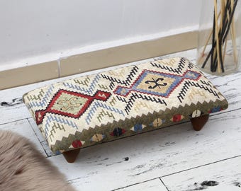 handgemachter Hocker, Duschhocker, Boho Hocker, Bank mit Kissen, Kaminhocker, Ottomane für Stühle, Akzentbank, Fußhocker Bank,