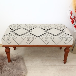 Vintage rug bench, Study desk bench, Piano bench, Bench for bedroom, Ottoman bench, Hallway bench, Upholstered bench , Striped bench