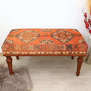 Frontdoor Bench, Piano Bench, Ottoman Bench, Entryway Bench, Upholstered Bench, Turkish Rug Style Bench, Home Decor Bench, Handmade Bench