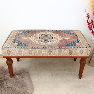 Oriental  bench, Handmade furniture, Upholstered bench, Ottoman bench, Footstool bench, Vanity chair, Piano bench , Poof Bench