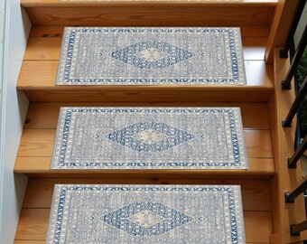 Kilim Stair Treads, Non-Slip Rug, Vintage Stair Carpet, Rustic Boho Rug, Turkish Style Rug, Soft Fabric Rug, Stair Runners