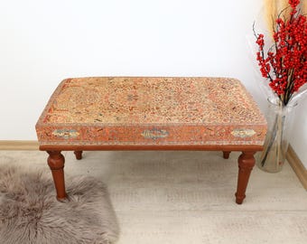 Banco rústico y acogedor para recibidor, asiento tapizado de madera hecho a mano, mueble de entrada para sala de estar, dormitorio o vestíbulo, taburete rústico para recibidor.