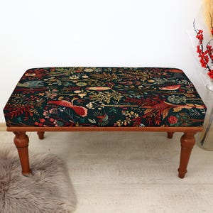 Floral Pattern Bench, Coffee Bench, Ottoman Bench, Upholstered Bench, Turkish Rug Bench, Kilim Bench, Home Decor Bench, Handmade Bench