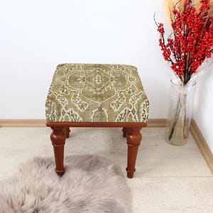 Wooden Dressing Stool, Rustic Vanity Seat, Vintage Dressing Chair, Handmade Wooden Stool, Shabby Chic Furniture, Dressing Table Stool
