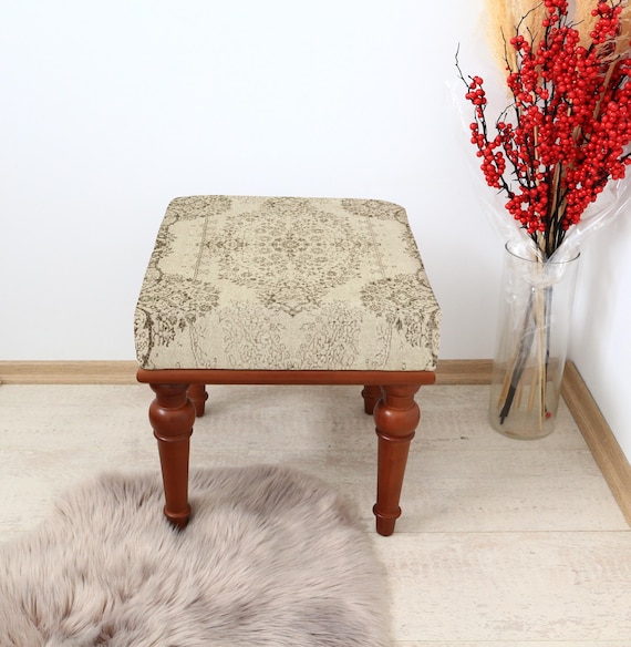 Classic Bedroom Square Bench, Wooden Ottoman Seat, Rustic Accent Stool,  Cozy Vanity Chair, Handmade Decor, Classic Bench, Bedroom Seat