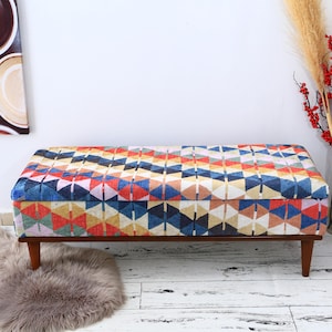 Entryway Bench, Rainbow Ottoman, Shoe Storage Chest, Upholstered Coffee Table, Clothes Storage, Soft Top Footstool, Bohemian Bench,