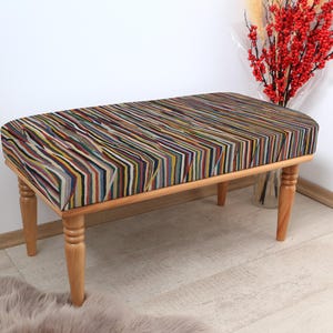 Turkish Rug Bench, Handmade Dining Table Bench, Turkish Rug Long Bedroom Ottoman Bench &quot;, Wood Bench, Sitting bench, Farmhouse Bench