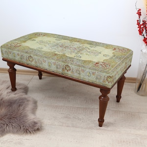 Turkish Inspired Bench, Ethnic Decor Bench, Lounge Couch, Boho Style Bench, Entryway Furniture, Bedroom Stool, Decorative Ottoman Bench