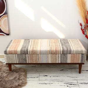 Handmade Furniture, Storage Bench, Storage Coffee Table, Entry Bench, Storage Chest, Vintage Stool, Upholstered Bench Storage,  Beige Bench