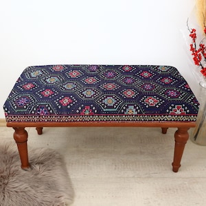 Entry Hall Seat, Decorative Piano Bench, Upholstered Furniture Bench, Hallway Furniture, Turkish Bench Seat, Foyer Bench, Ethnic Decor Bench