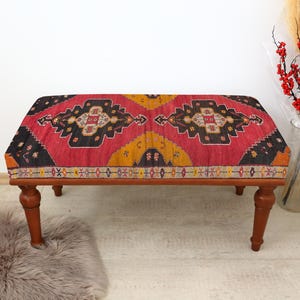Upholstered Turkish Stool, Minimalist Hallway Bench, Rustic Boho Bench, Modern Entryway Bench, Furniture Piece for Hall, Frontdoor Bench