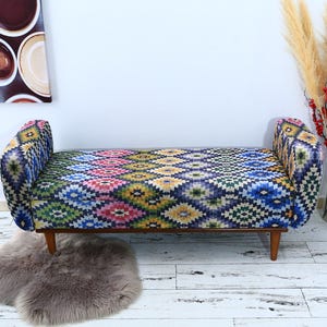 Living room chaise, Bohemian sofa, Single sofa, Chaise lounge sofa, Retro sofa couch, Handmade furniture, Storage furniture, SOFA