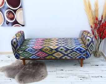 Living room chaise, Bohemian sofa, Single sofa, Chaise lounge sofa, Retro sofa couch, Handmade furniture, Storage furniture, SOFA