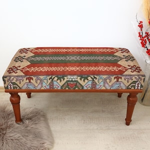 Handmade Furniture, Kilim Bench, Ottoman Bench, Footstool Bench, Bedroom Bench, Sittin Bench, Dining Chair, Vanity Bench, Porch Bench