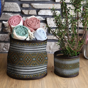 Capa para vaso de plantas, vaso boho, suporte para plantas de couro, vaso kilim, vaso decorativo, capa para vaso de flores, cesta tribal, decoração para vaso interno