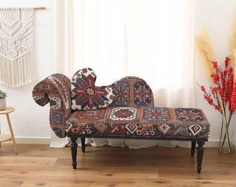 boho lounge chair, eclectic home, unique shape chair, funky furniture, window seat, decorative bench, romantic furniture,
