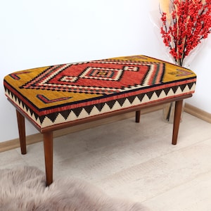 Bohemian Bench, Ottoman Bench, Footstool Bench, Bedroom Bench, Piano Bench, Vanity Bench, Upholstered Turkish Stool, Rustic Entry Bench
