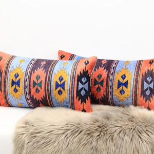 Throw pillow, Kilim pillow cover, Handmade pillow, Both side cushion, Boho pillow covers, Washable pillow, Chenille printed pillow,