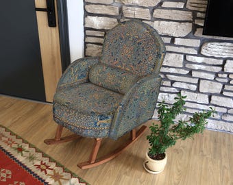 Rocking Chair, Modern Minimalist Glider, Accent Armchair, Nursery Glider, Decorative Reading Chair, Print Upholstery Rocker, Home Decor