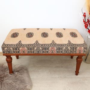 Handmade Furniture Piece, Bohemian Bench, Ottoman Bench, Kilim Bench, Upholstered Hallway Bench, Piano Bench, Make Up Stool, Foyer Bench