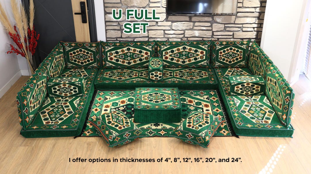 Arab Style Ruf Handwoven Kilim, Deep Sofa, Majlis Rug, Guest Seating, Arab Sofa, U ...