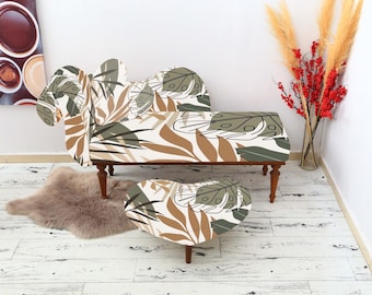 Premium Loveseat Chaise Lounge Chair Upholstered Sofa with footstool Reclining Bench Kilim Bench Ottoman Bench for Luxury Bedroom Comfort