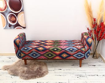 Almacenamiento para la entrada, Banco con brazos, Sofá floral, Asiento largo, Banco de comedor, Otomana con almacenamiento, Muebles hechos a mano, Banco de cama, Banco oriental