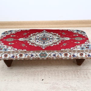 Authentic Patterned Rug Footstool, Handmade Kilim Ottoman, Vintage Ethnic Footrest for Cozy Home Decor, Patterned Stool, Kilim Footrest