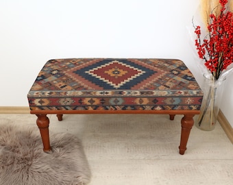 Ottoman Upholstered Bench, Stylish Home Decor, Piano Bench, Boho Style Bench, Colorful Entry Bench, Lounge Decor Couch, Make Up Bench