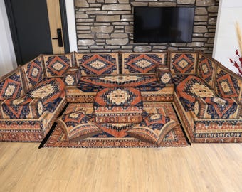 U Shaped FULL Floor Sofa Seating, Arabic Sofa, Oriental Sofa, Home Decor, Outdoor Furniture, Corner Sofa, Ottoman Pouf, Yemen Majlis Decor