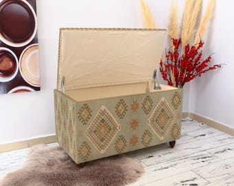 Greenery bench, Classic furniture, Art deco bench, Chic storage, Entryway bench, Tribal bench, Office supply bench, Storage table