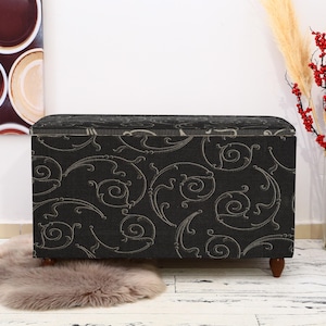 Colorful storage, Soft touch bench, Ottoman organizer, Classic furniture, Modern shoe bench, Bedroom pouf, High end furniture Black Ottoman