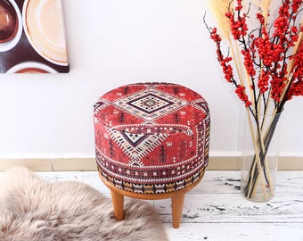 Round Pouf Stool, Tufted Footstool Ottoman for Bedroom, Stylish Pouf Footrest, Versatile Makeup & Sitting Bench, Home Decor, Entry chair