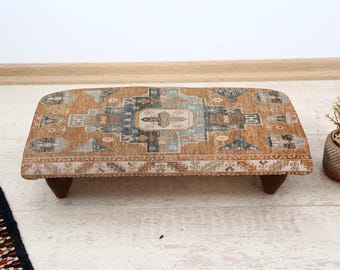 Turkish Kilim Woven Footstool, Authentic Anatolian Ottoman Stool, Traditional Ethnic Pattern, Cozy Boho Accent, Decorative Seating
