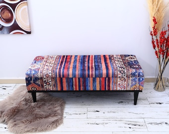 Storage Coffee Table, Accent Table, Handmade Furniture, Storage Bench Upholstered Ottoman, Stool, Entry Cabinet, Shoe Bench, Striped Bench