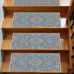Non-Slip Stair Carpet, Soft Step Rug, Stain-Resistant Stair Treads, Pet-Friendly Stair Cover, Vintage Stair Treads Rug, Rustig Rug