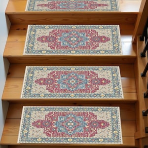 Kilim Design Rug, Easy To Clean Rug, Aesthetic Step Mat, Stairs Step Rug, Non-Slip Rug, Turkish Stair Treads Rug, Washable Stair Pad,