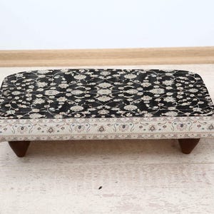 Bohemian Accent Footstool, Handmade Upholstered Ottoman with Kilim Fabric, Small Tribal Bench for Livingroom or Bedroom, Rustic Footrest