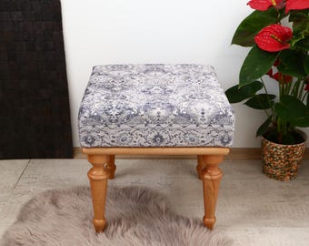 Bench with Cushion, Kilim Patterned Vanity Bench, Sitting Bench, Upholstered Bench, Wholesale Bench, 18"x18"x18", Gifts for Him, Dorm Chair