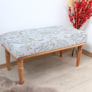 Kilim Rug Design Bench, Ottoman Upholstered Bench, Handmade Furniture, Footstool Bench, Farmhouse Decor, Entry Bench, Rustic Boho Bench