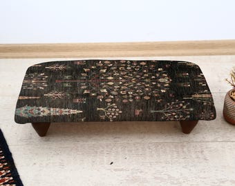 Rustic Patterned Footstool, Handcrafted Turkish Seat, Decorative Small Bench, Cozy Accent Furniture for Farmhouse or Boho Living Room