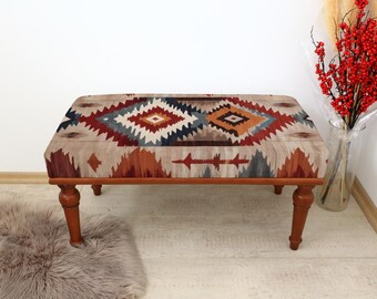 Foot Stool Ottoman, Turkish Rug Bench, Long Seat, Upholstered Bench, Coffee Table Bench, Lobby bench, Dressing table bench, Bedroom Bench