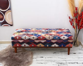 Entryway Bench, White Ottoman, Shoe Storage Chest, Upholstered Coffee Table, Clothes Storage, Soft Top Footstool, Bohemian Bench,