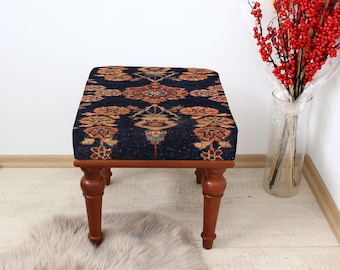 Wooden Makeup Chair, Handmade Vanity Seat, Rustic Dressing Table Stool, Handcrafted Wooden Makeup Chair, Classic Vanity Stool, Natural Stool