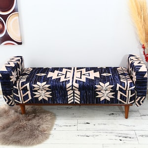 Lounging bench, Handmade furniture, Ottoman bench with arms, Storage bench, Saloon bench, Meditation seat, Modern upholstered, Ottoman bench
