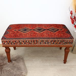 Bohemian Bench Seat, Entry Bench for Hallway, Turkish Inspired Style Seating, Eclectic Living Room Furniture, Upholstered Dining Bench