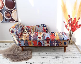 Sofá chaise longue, sofá cama, sofá tapizado, muebles hechos a mano, sillón relajante, sofá gato, sofá salón, sofá boho, SOFÁ