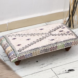 Bohemian stool, Ottoman stool, foot riser, handmade stool, boho stool, Artisan stool, Fireplace stool, Recliner stool, Footstool