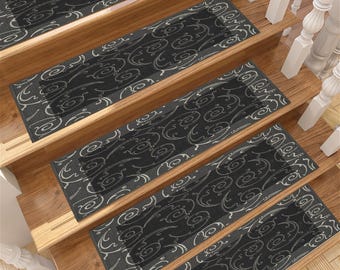 oushak runner, non-slip stair runner, modern step rug, non-slip rug, easy to clean, stair mat, rug runners, runner rug, stair treads